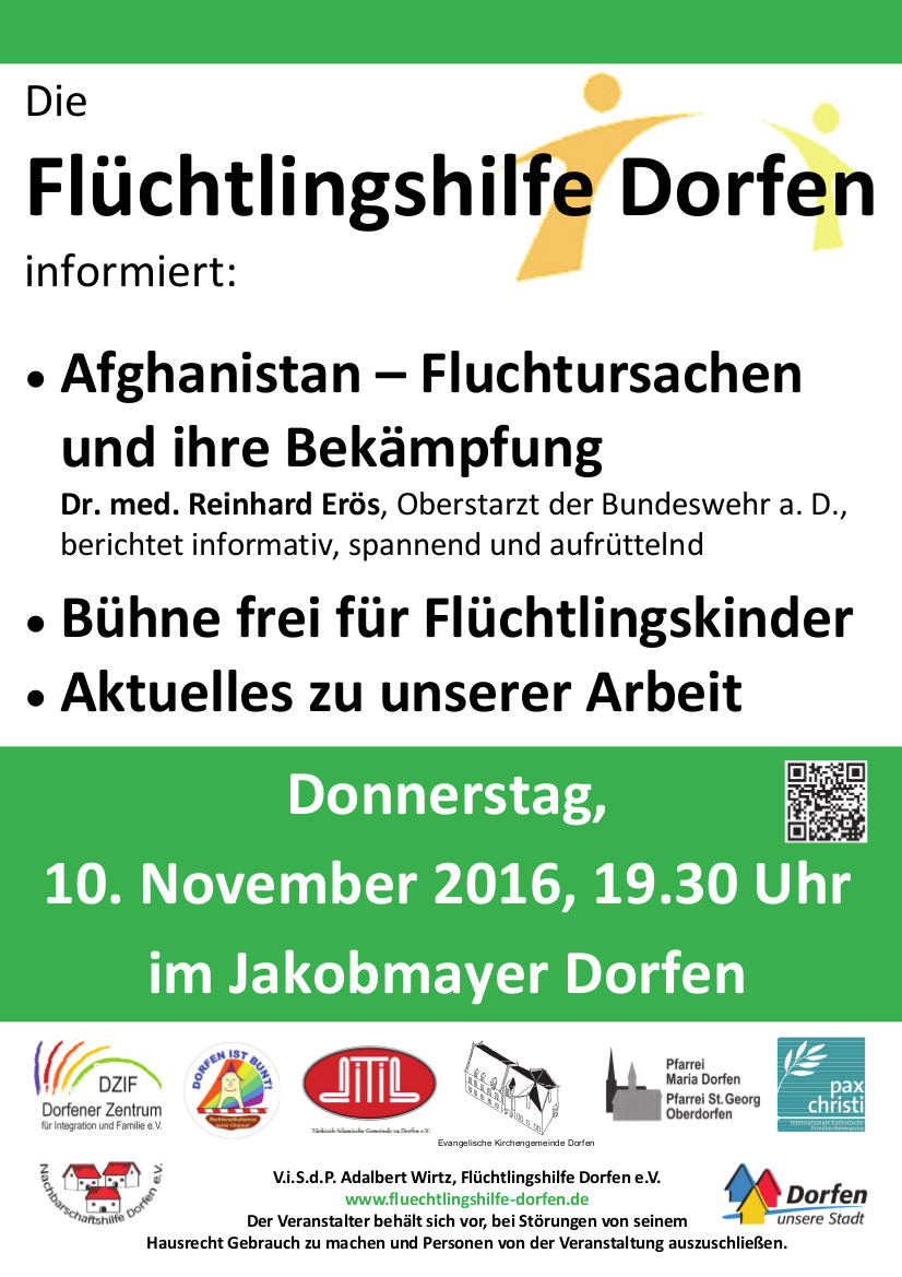 Veranstaltungsplakat Fl&uuml;chtlingshilfe Dorfen